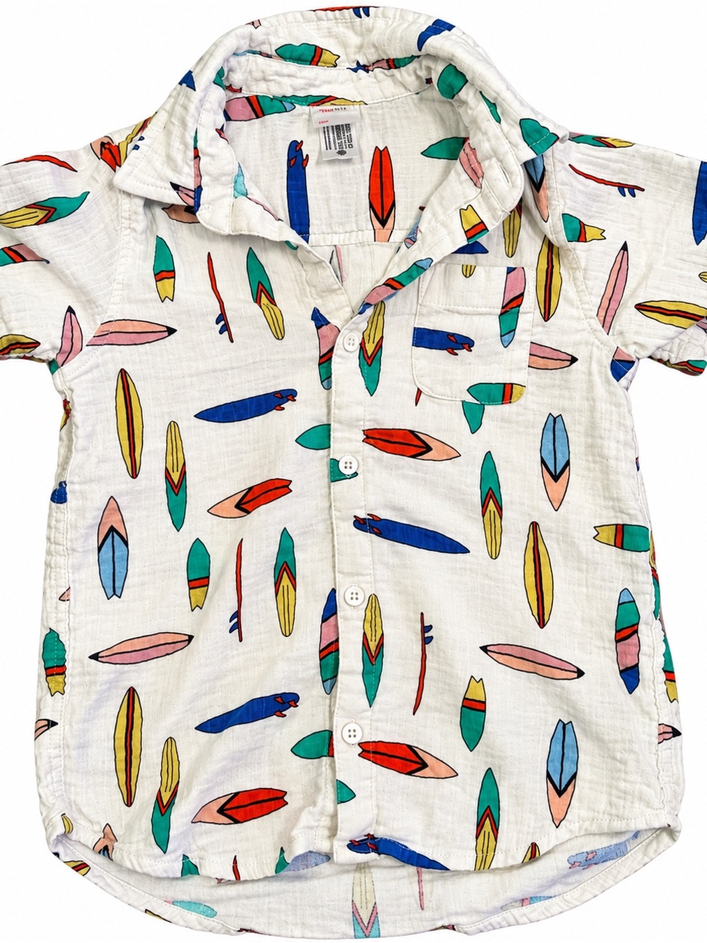 Hanna Andersson White Surfboard-Print Button-Down Shirt